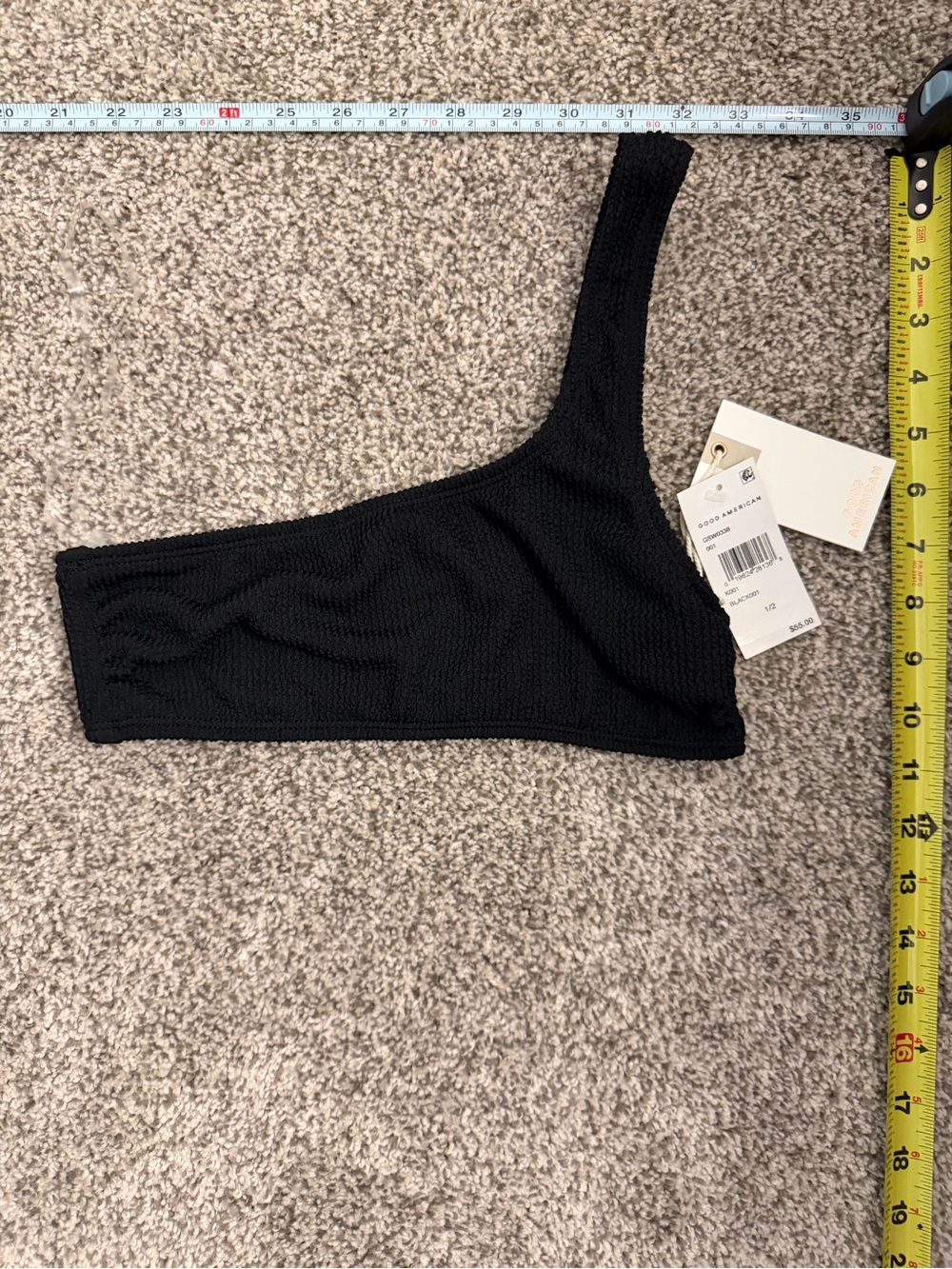 Good American Black One-Shoulder Bikini Top